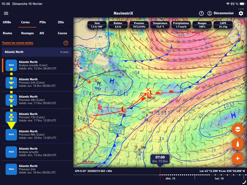 Animation carte GRIB