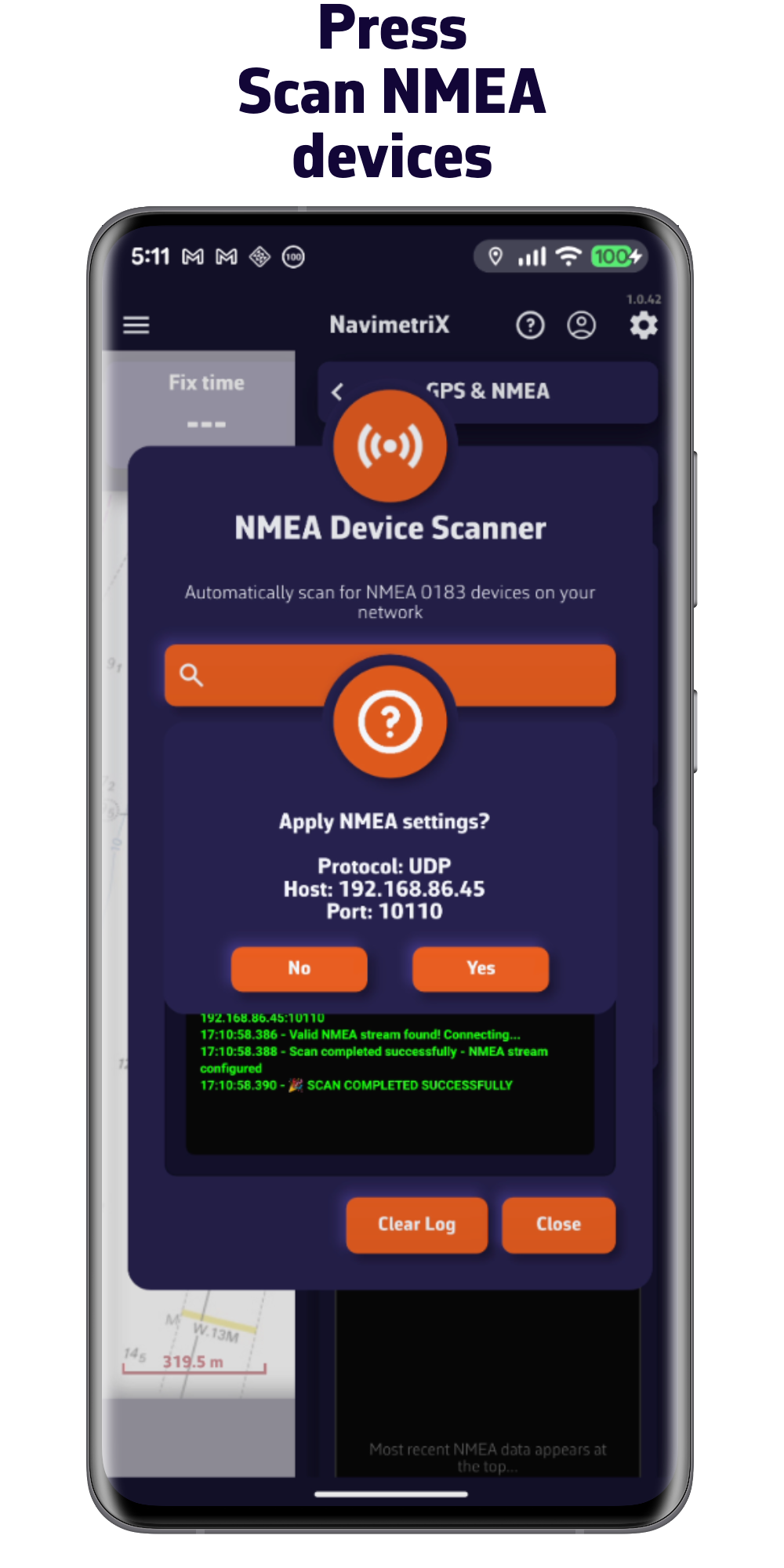 Press Scan NMEA streams