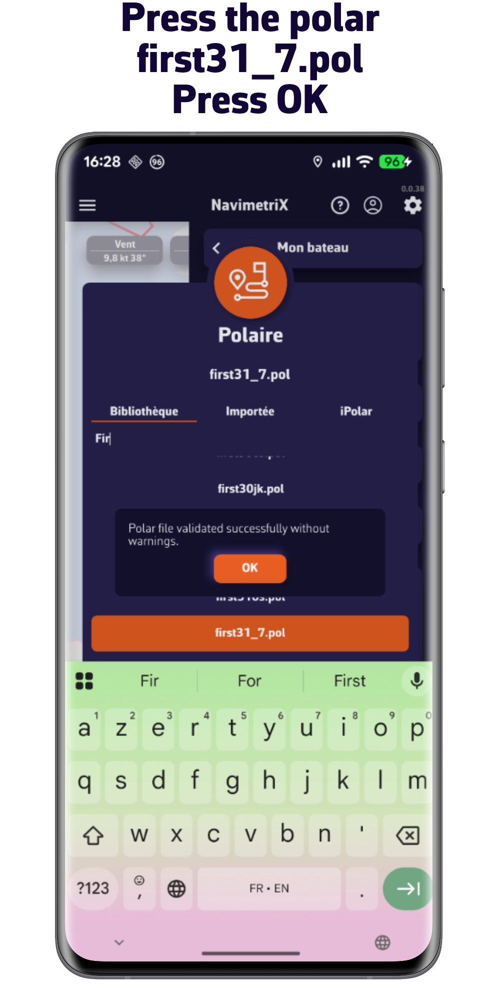 Press the polar. Press Ok