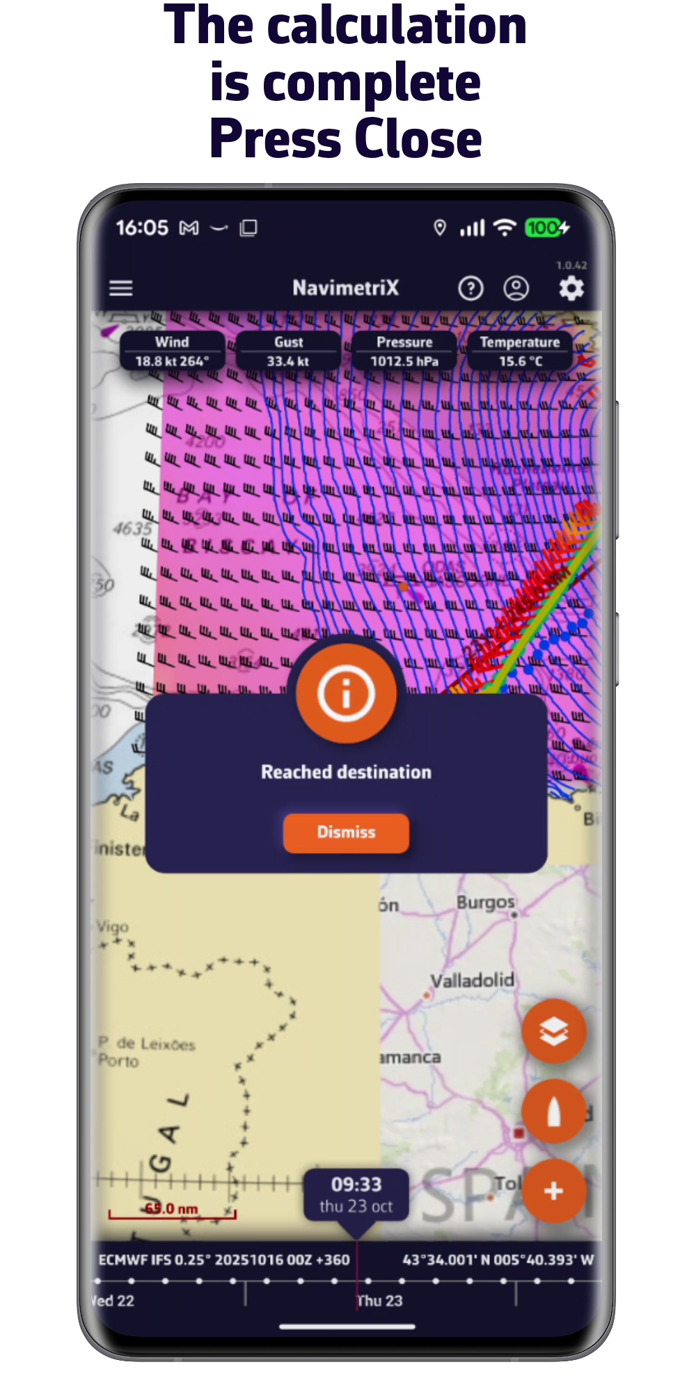 The calculation is done. Press Close