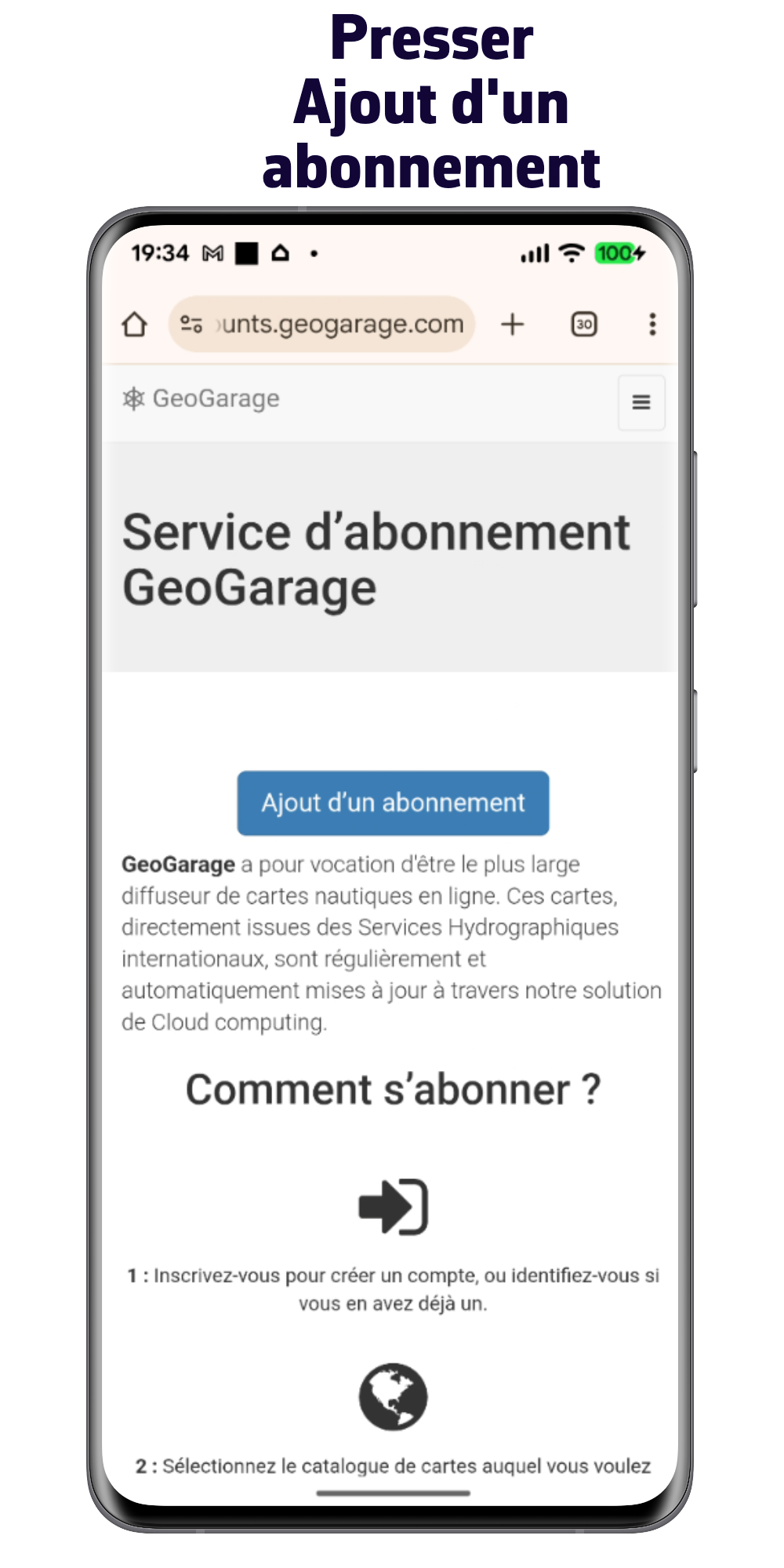 Presser Ajout d'un abonnement