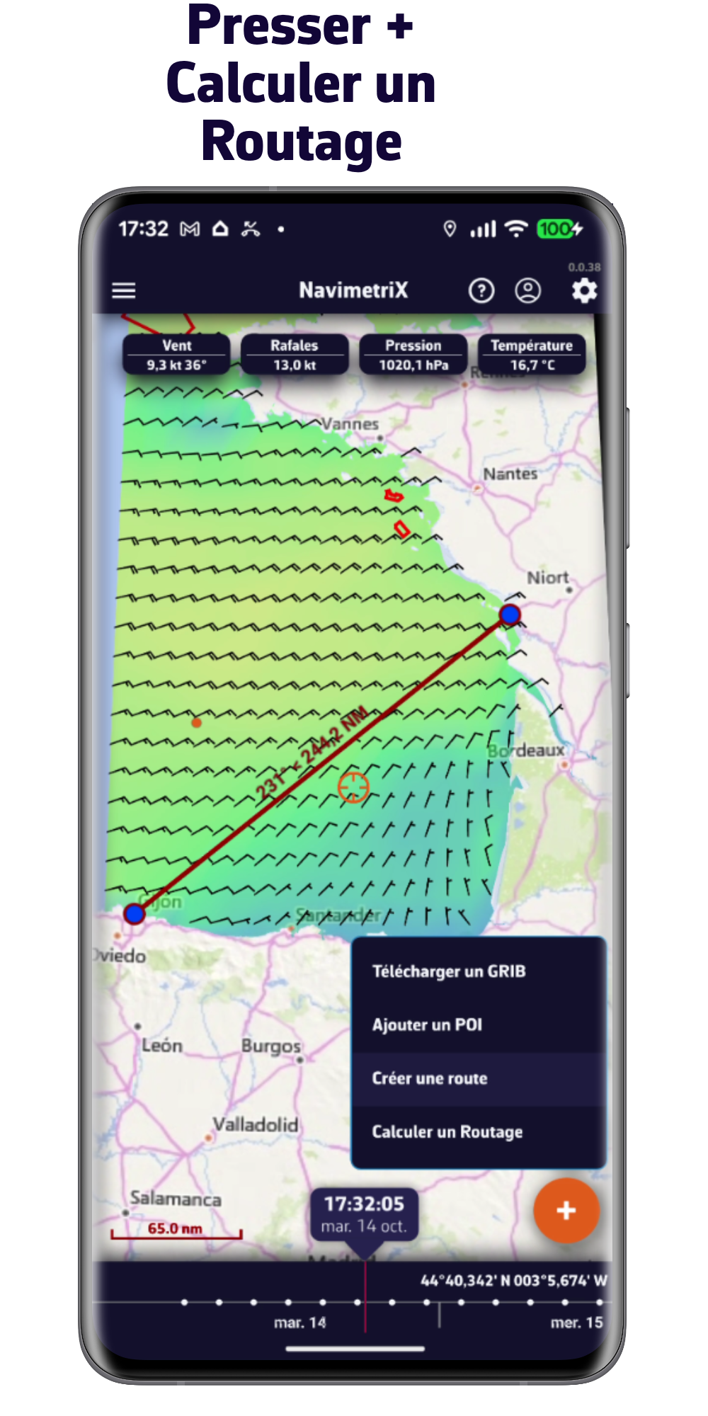 Presser + puis Calculer un Routage