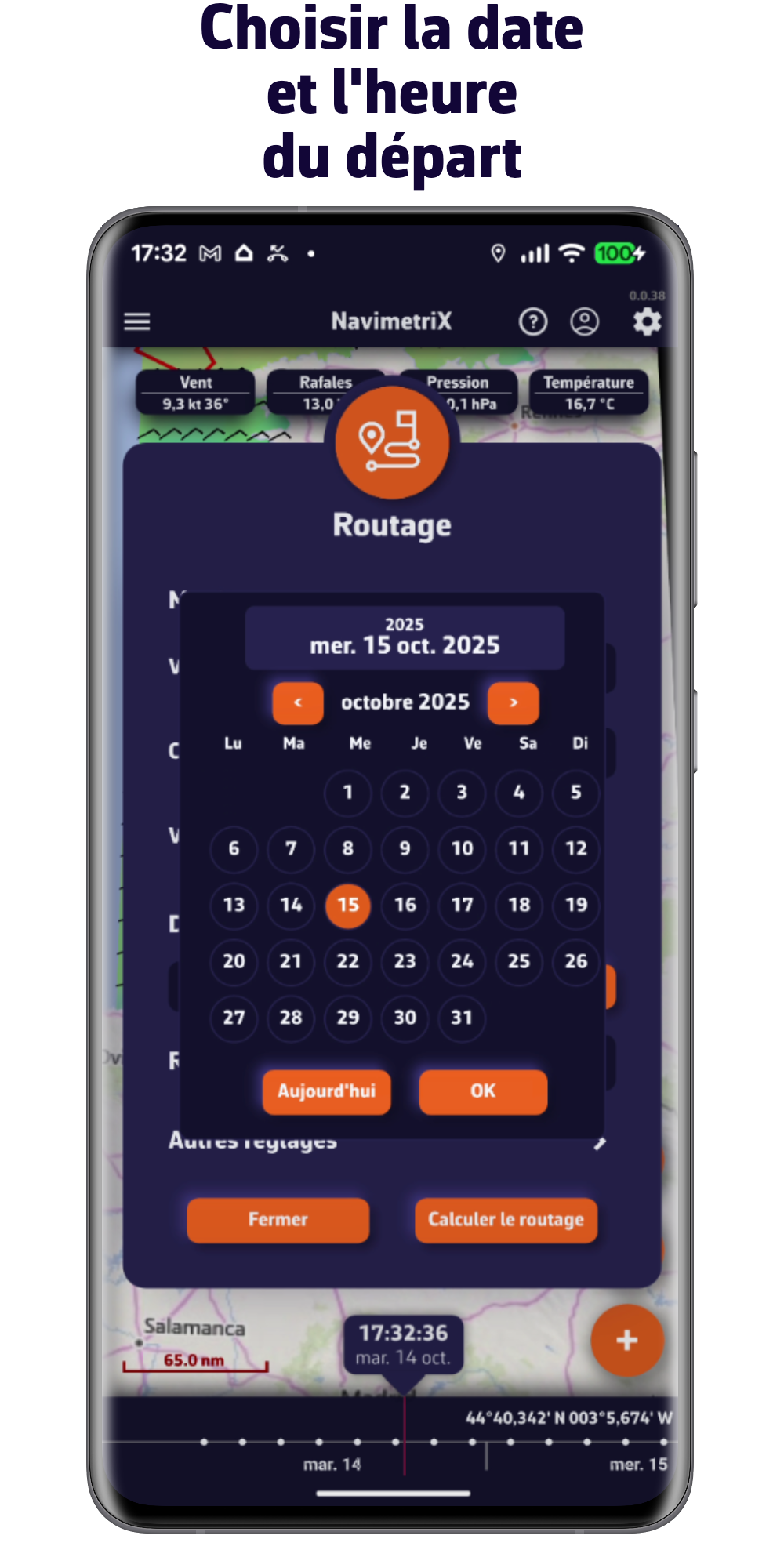 Choisir la date et l'heure du départ