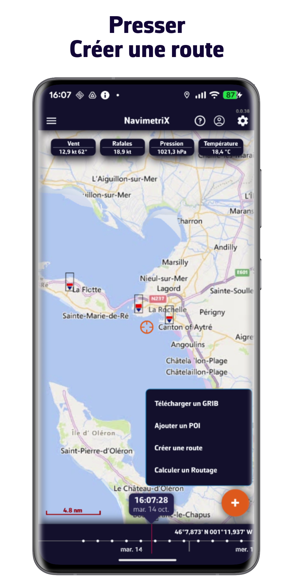 Presser Créer une route